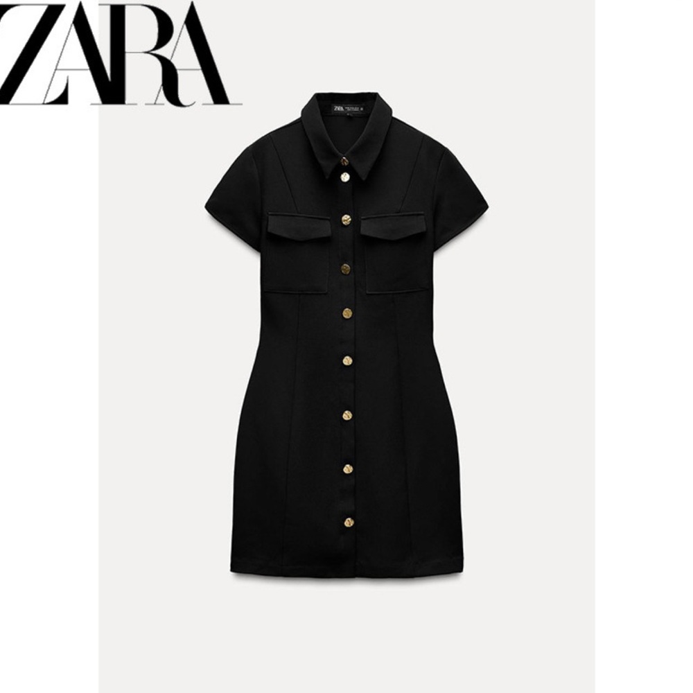 Zara Black Polo Collar Mini Dress